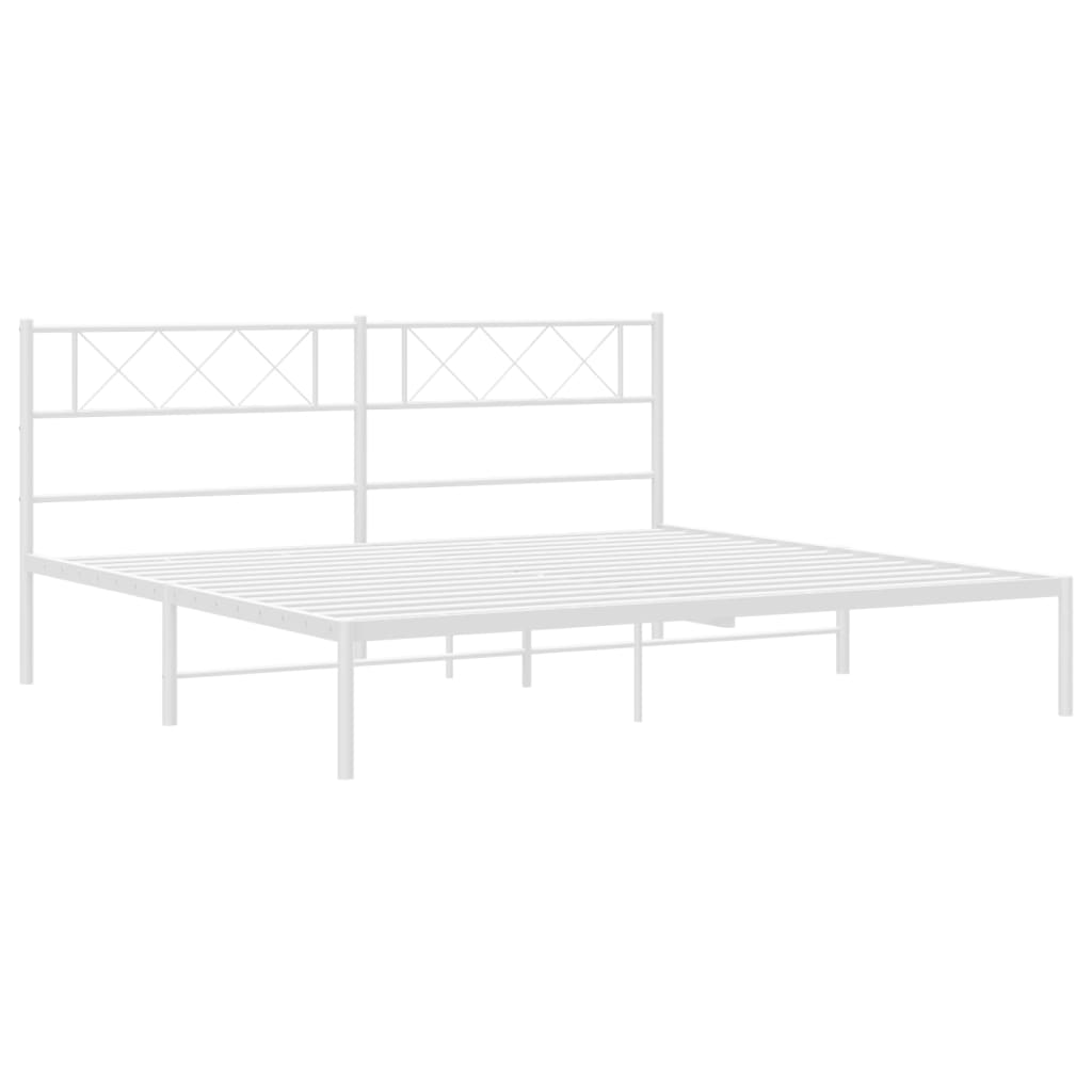 Sengeramme i metall med hodegavl hvit 183x213 cm