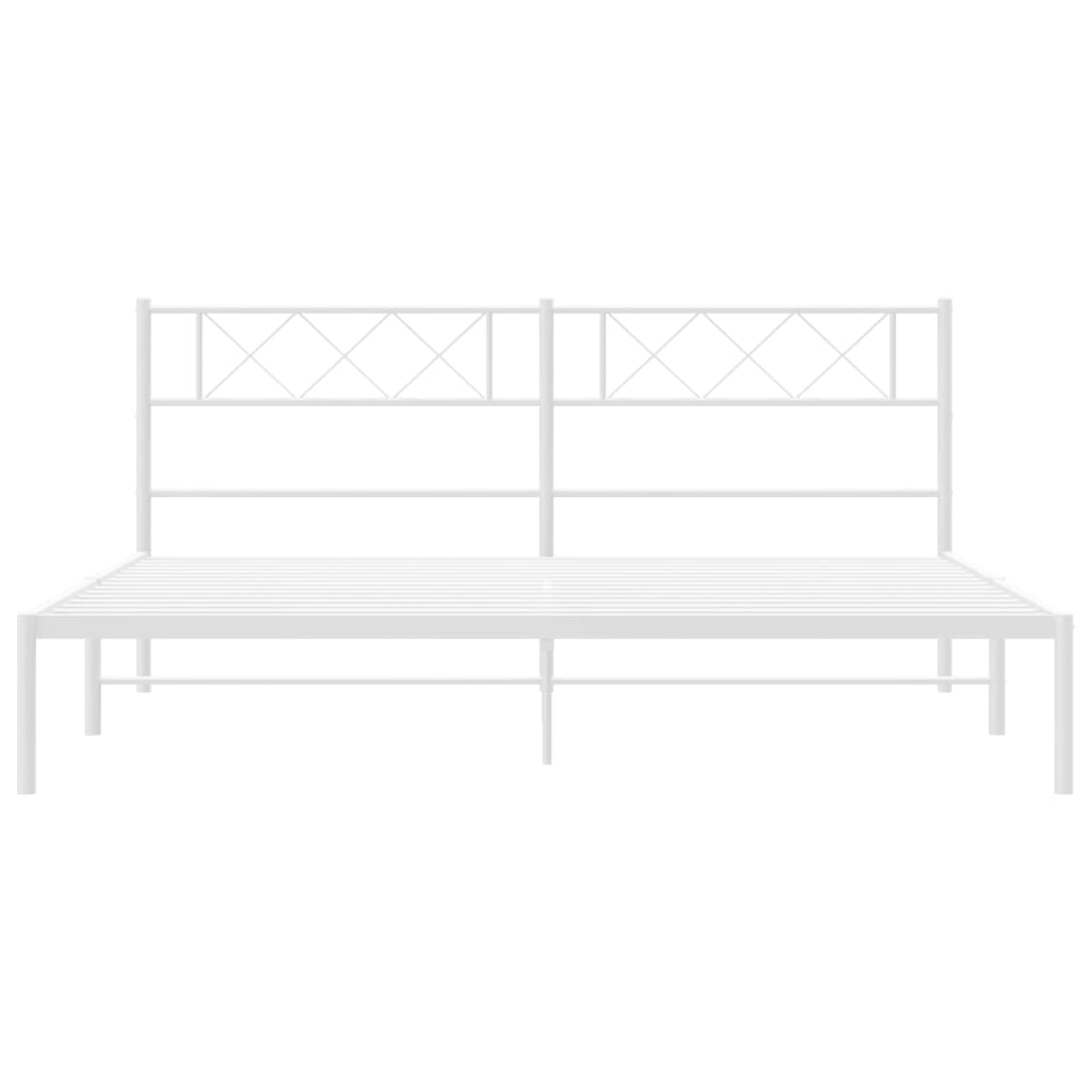 Sengeramme i metall med hodegavl hvit 183x213 cm