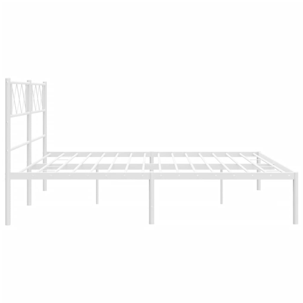 Sengeramme i metall med hodegavl hvit 183x213 cm