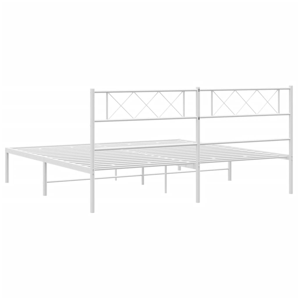 Sengeramme i metall med hodegavl hvit 193x203 cm