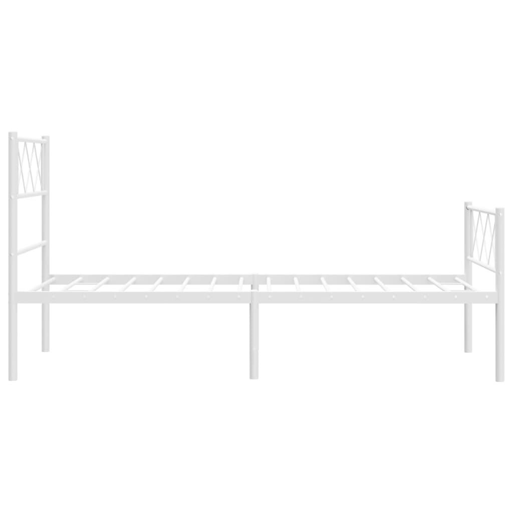 Sengeramme i metall med hode- og fotgavl hvit 90x200 cm