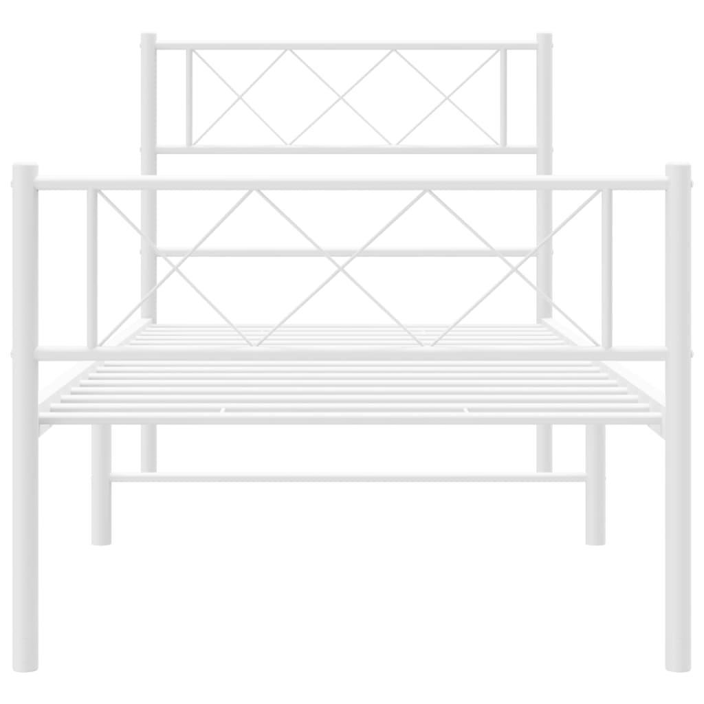 Sengeramme i metall med hode- og fotgavl hvit 107x203 cm