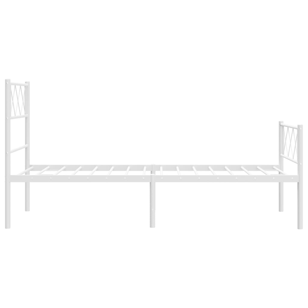 Sengeramme i metall med hode- og fotgavl hvit 107x203 cm
