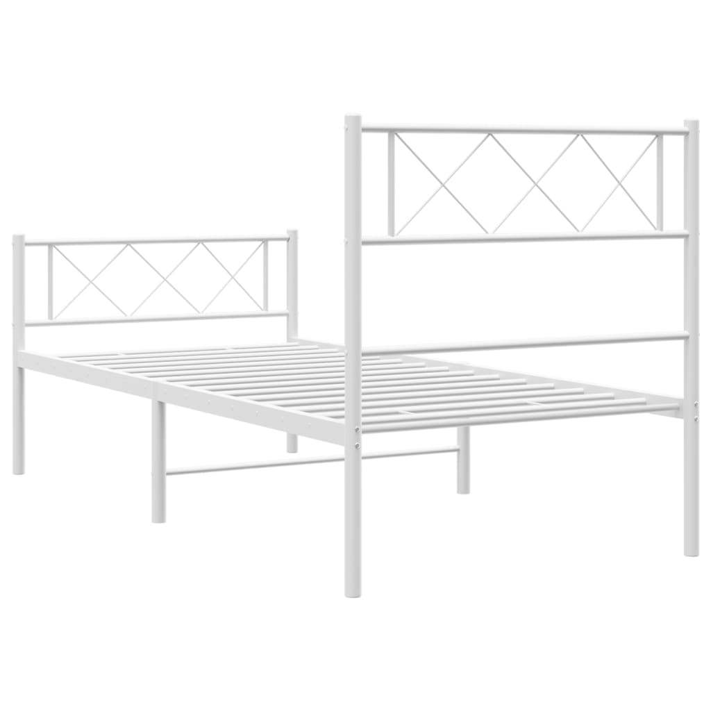 Sengeramme i metall med hode- og fotgavl hvit 107x203 cm