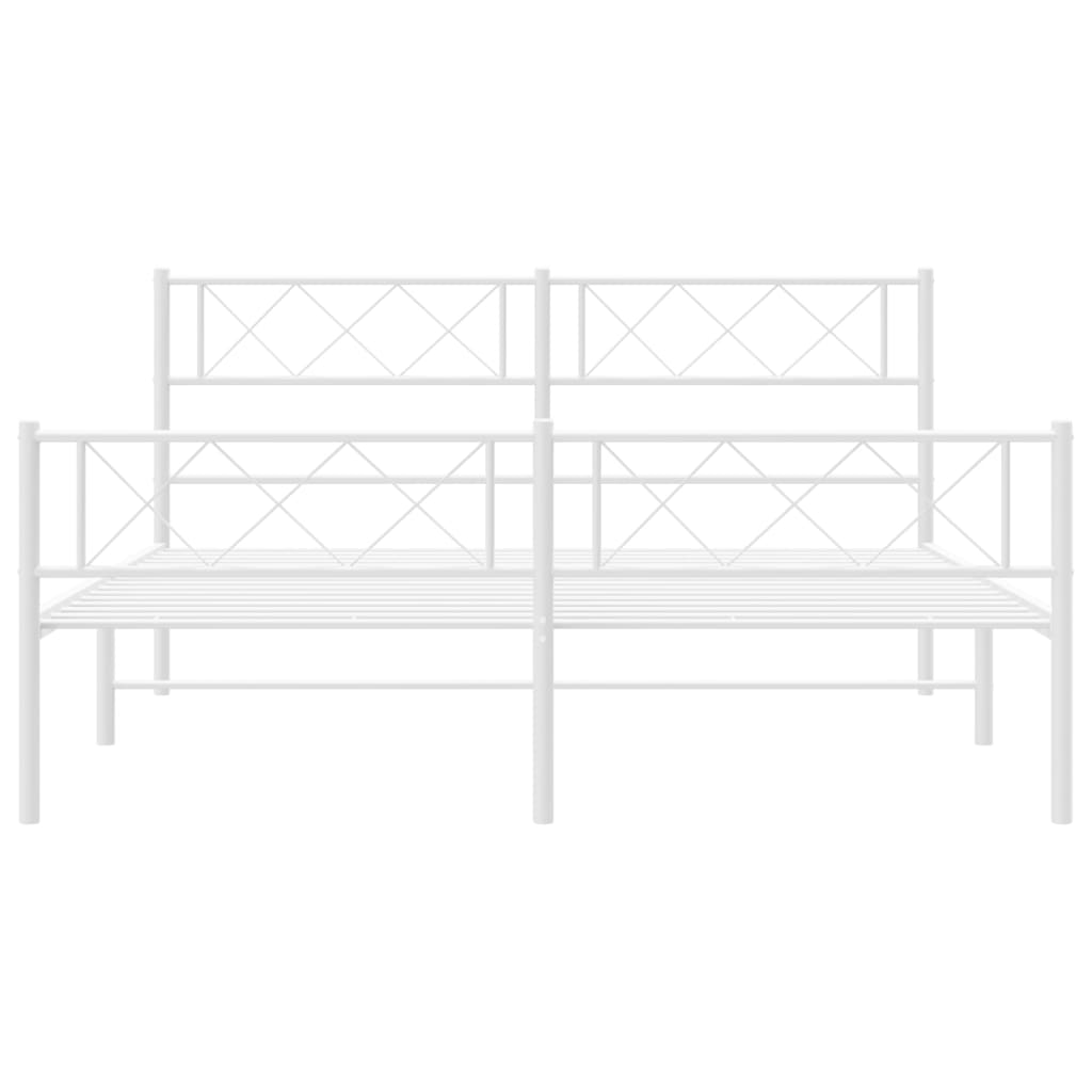 Sengeramme i metall med hode- og fotgavl hvit 135x190 cm