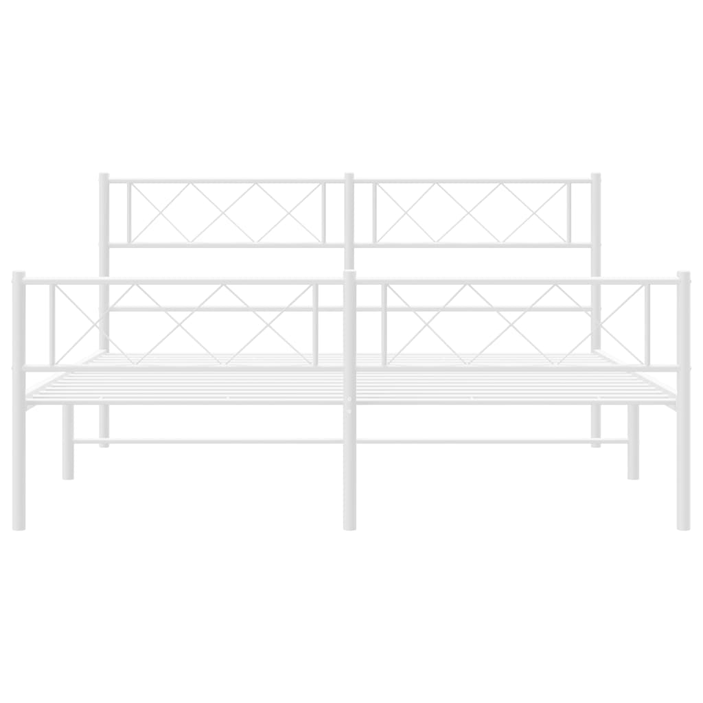 Sengeramme i metall med hode- og fotgavl hvit 150x200 cm