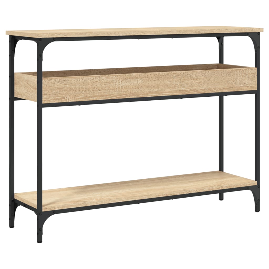 Konsollbord med hylle sonoma eik 100x29x75 cm konstruert tre
