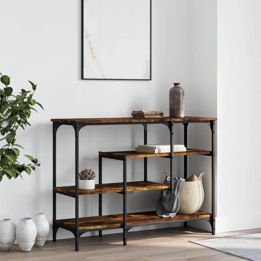 Konsollbord med hyller røkt eik 100x35x75 cm