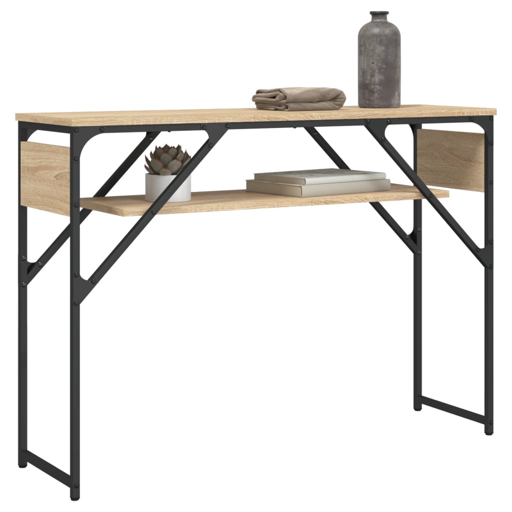 Konsollbord med hylle sonoma eik 105x30x75 cm konstruert tre