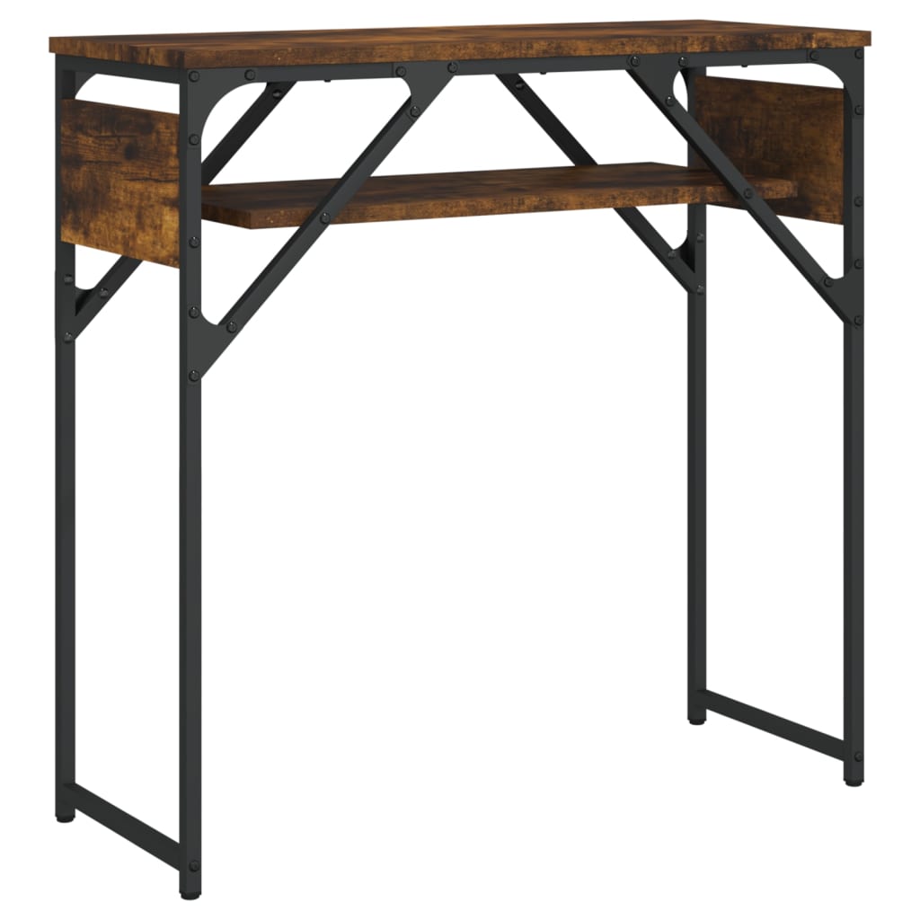 Konsollbord med hylle røkt eik 75x30x75 cm konstruert tre