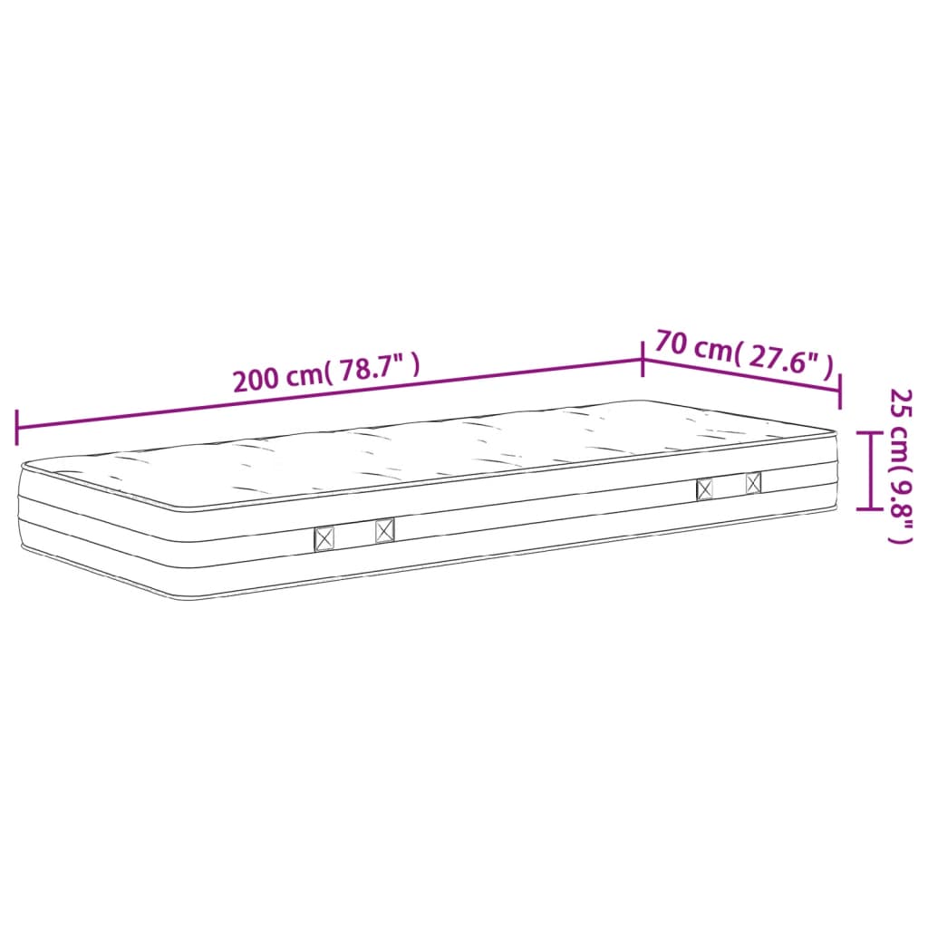 Madrass med pocketfjær middels fast 70x200 cm