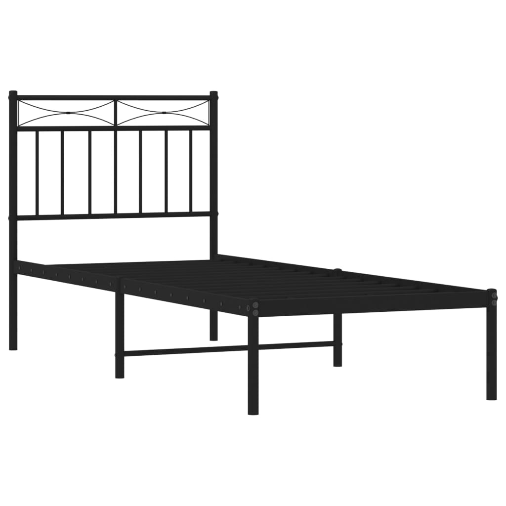 Sengeramme i metall med hodegavl svart 75x190 cm