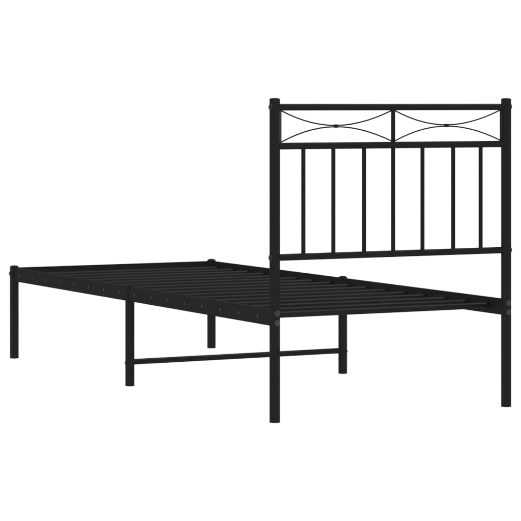 Sengeramme i metall med hodegavl svart 75x190 cm