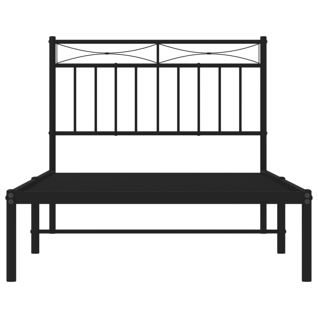 Sengeramme i metall med hodegavl svart 100x190 cm