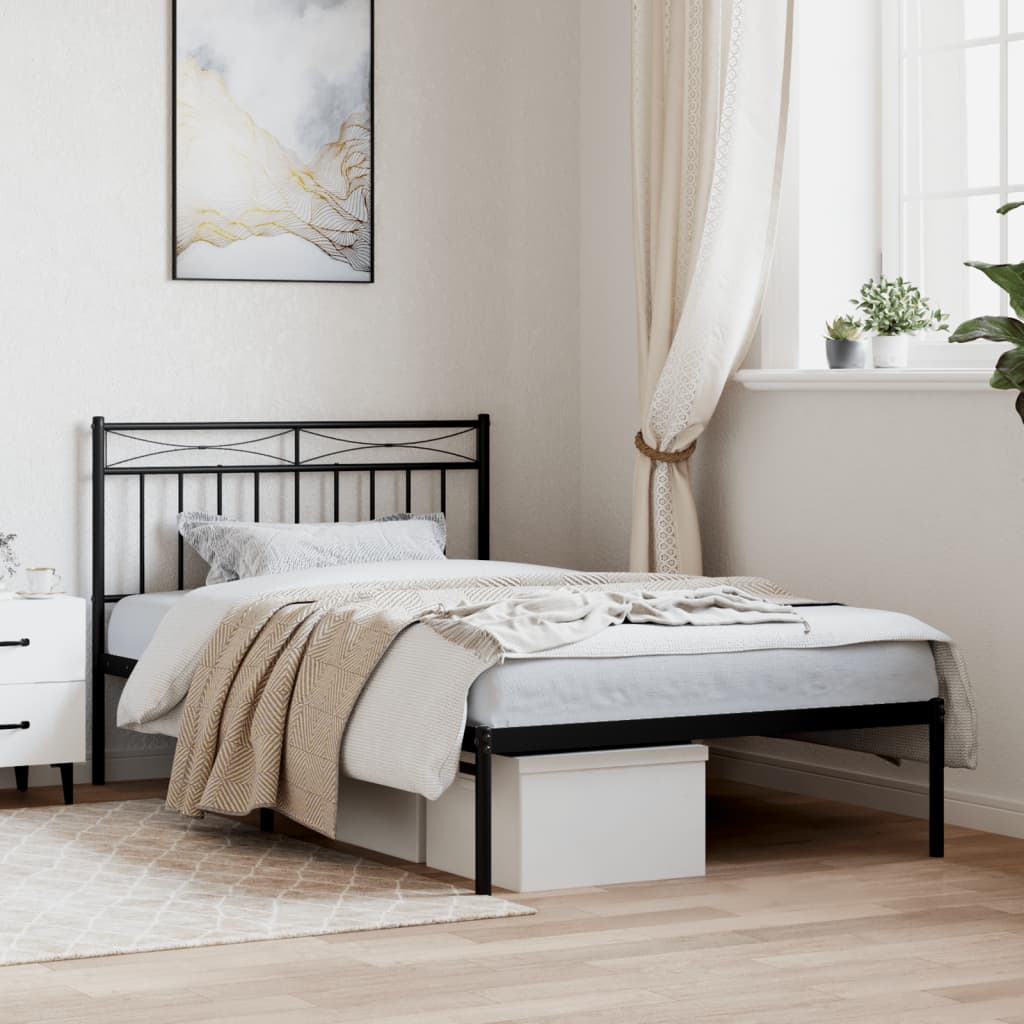 Sengeramme i metall med hodegavl svart 107x203 cm
