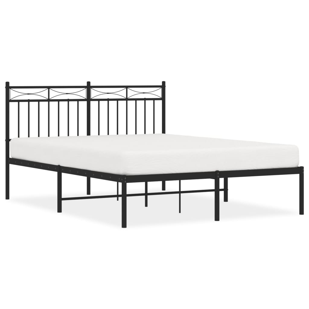 Sengeramme i metall med hodegavl svart 140x190 cm
