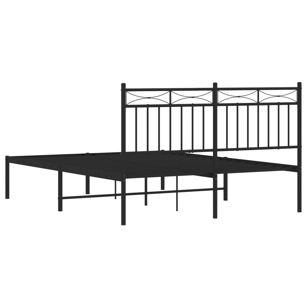 Sengeramme i metall med hodegavl svart 140x190 cm