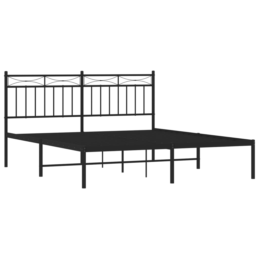 Sengeramme i metall med hodegavl svart 160x200 cm