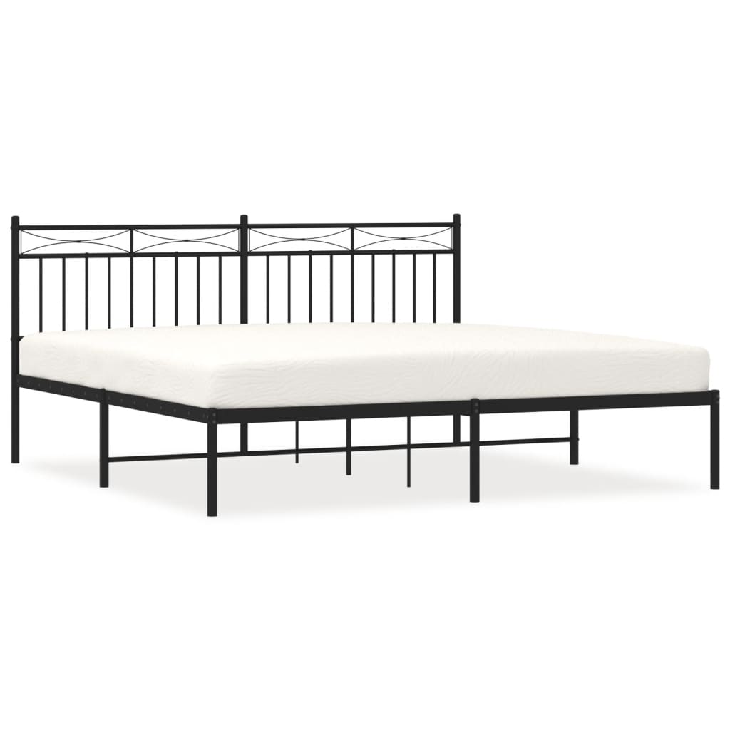 Sengeramme i metall med sengegavl svart 183x213 cm
