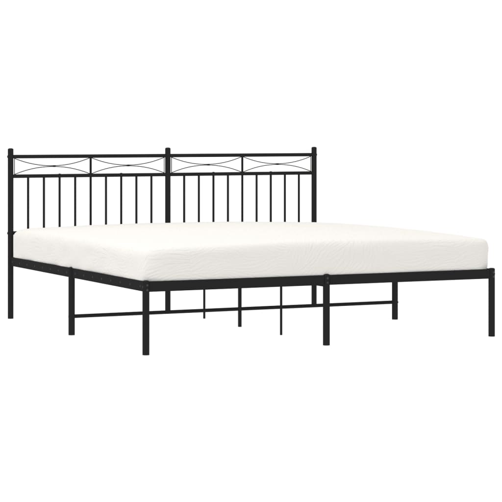 Sengeramme i metall med sengegavl svart 183x213 cm