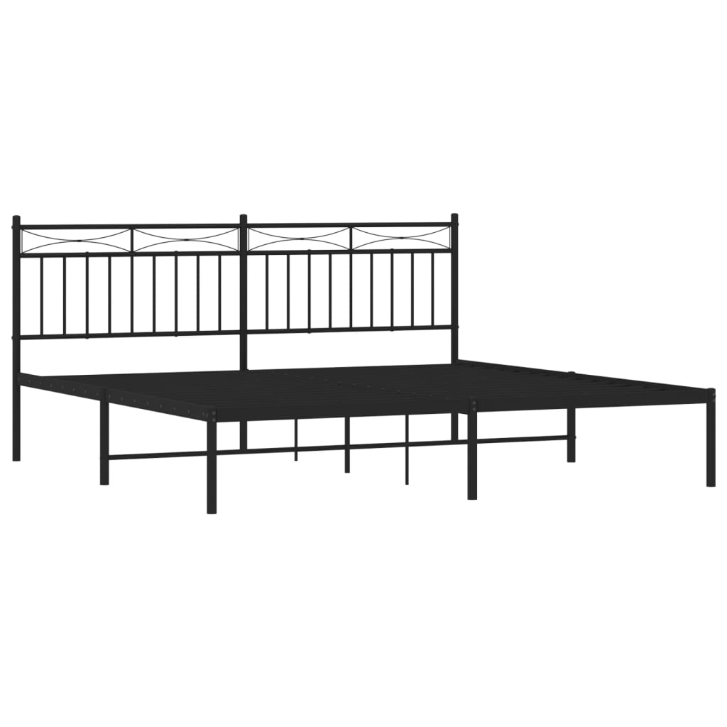 Sengeramme i metall med sengegavl svart 183x213 cm