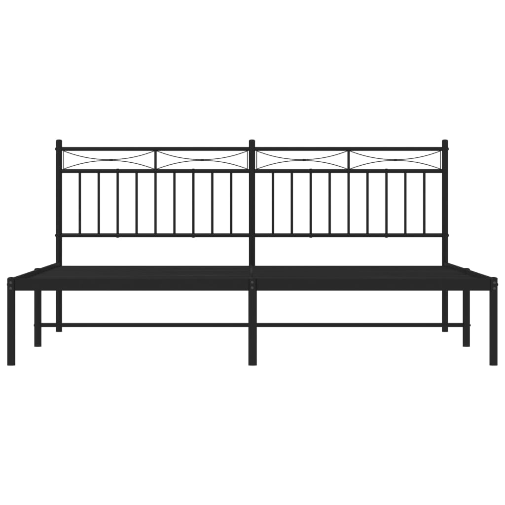 Sengeramme i metall med sengegavl svart 183x213 cm