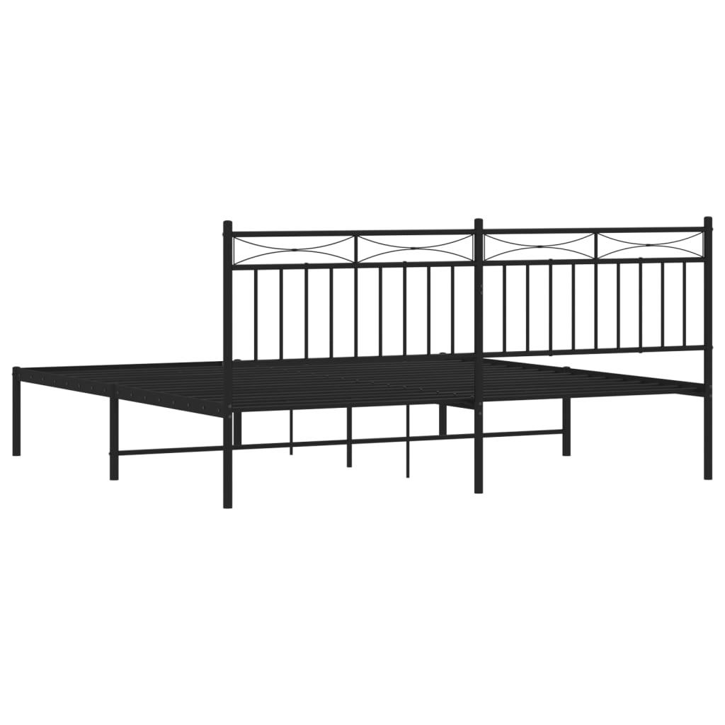 Sengeramme i metall med sengegavl svart 183x213 cm