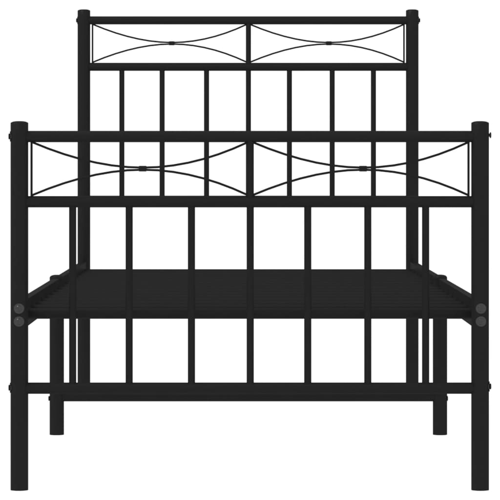 Sengeramme i metall med hode- og fotgavl svart 75x190 cm