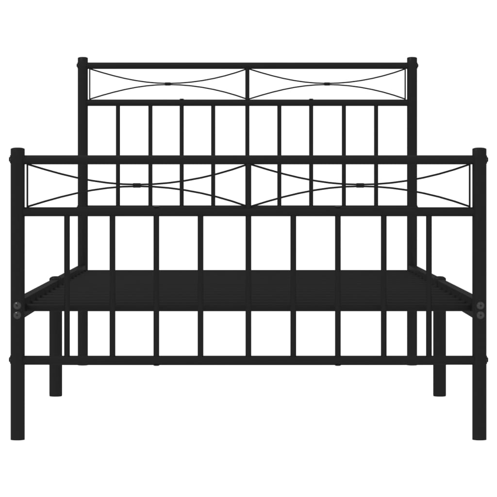 Sengeramme i metall med hode- og fotgavl svart 100x190 cm