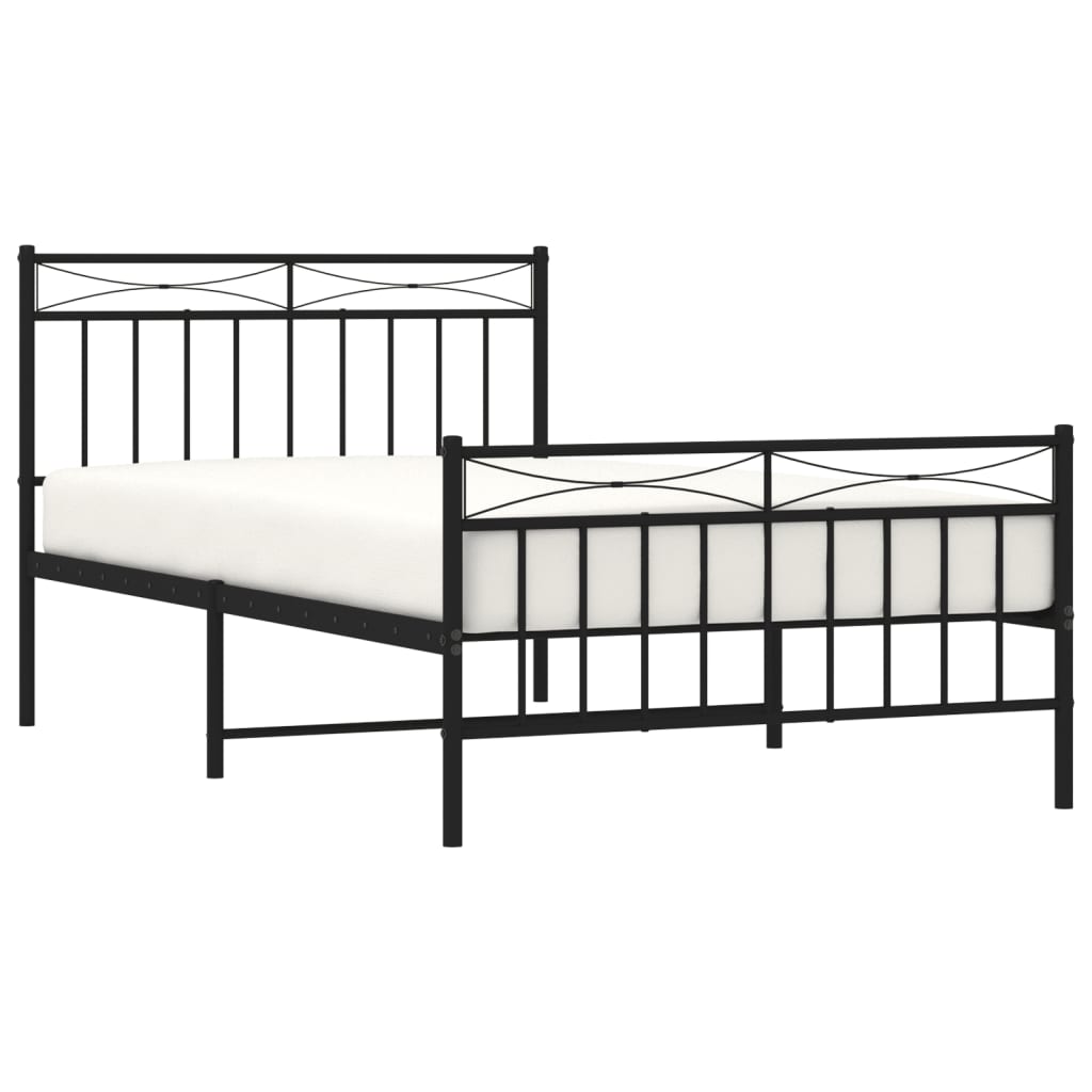 Sengeramme i metall med hode- og fotgavl svart 107x203 cm