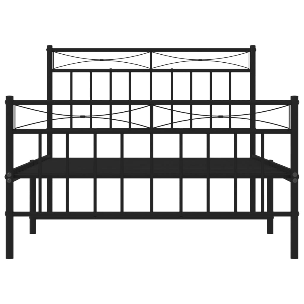 Sengeramme i metall med hode- og fotgavl svart 107x203 cm