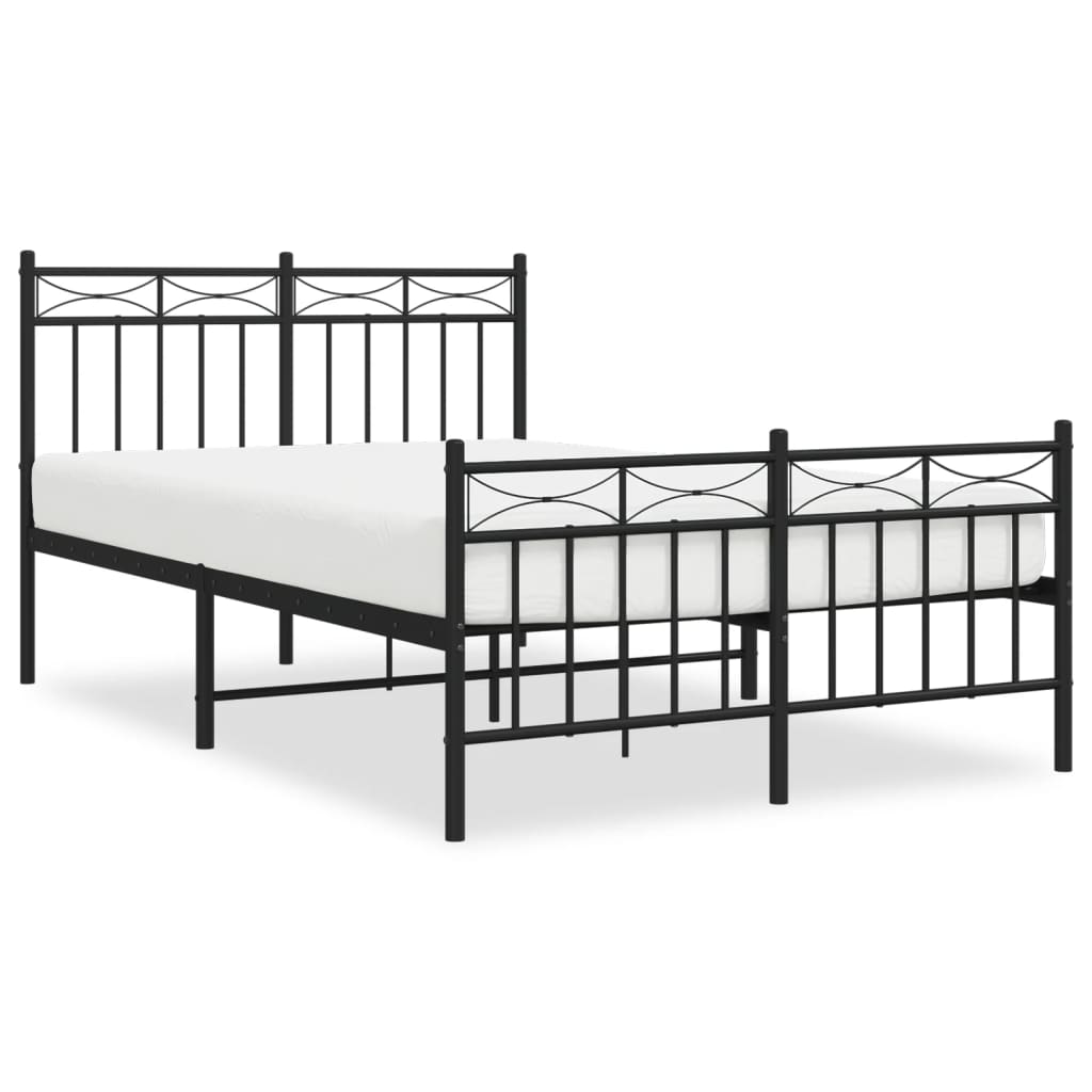 Sengeramme i metall med hode- og fotgavl svart 120x190 cm