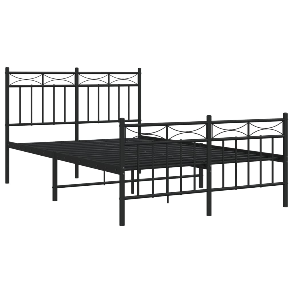 Sengeramme i metall med hode- og fotgavl svart 120x190 cm