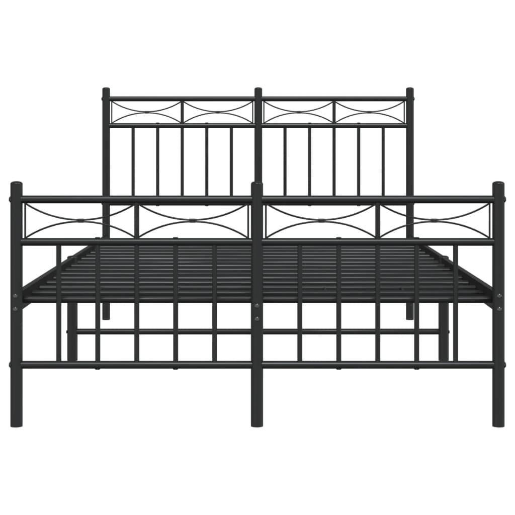 Sengeramme i metall med hode- og fotgavl svart 120x190 cm