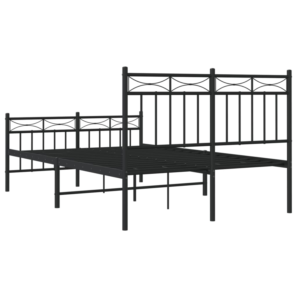 Sengeramme i metall med hode- og fotgavl svart 120x190 cm