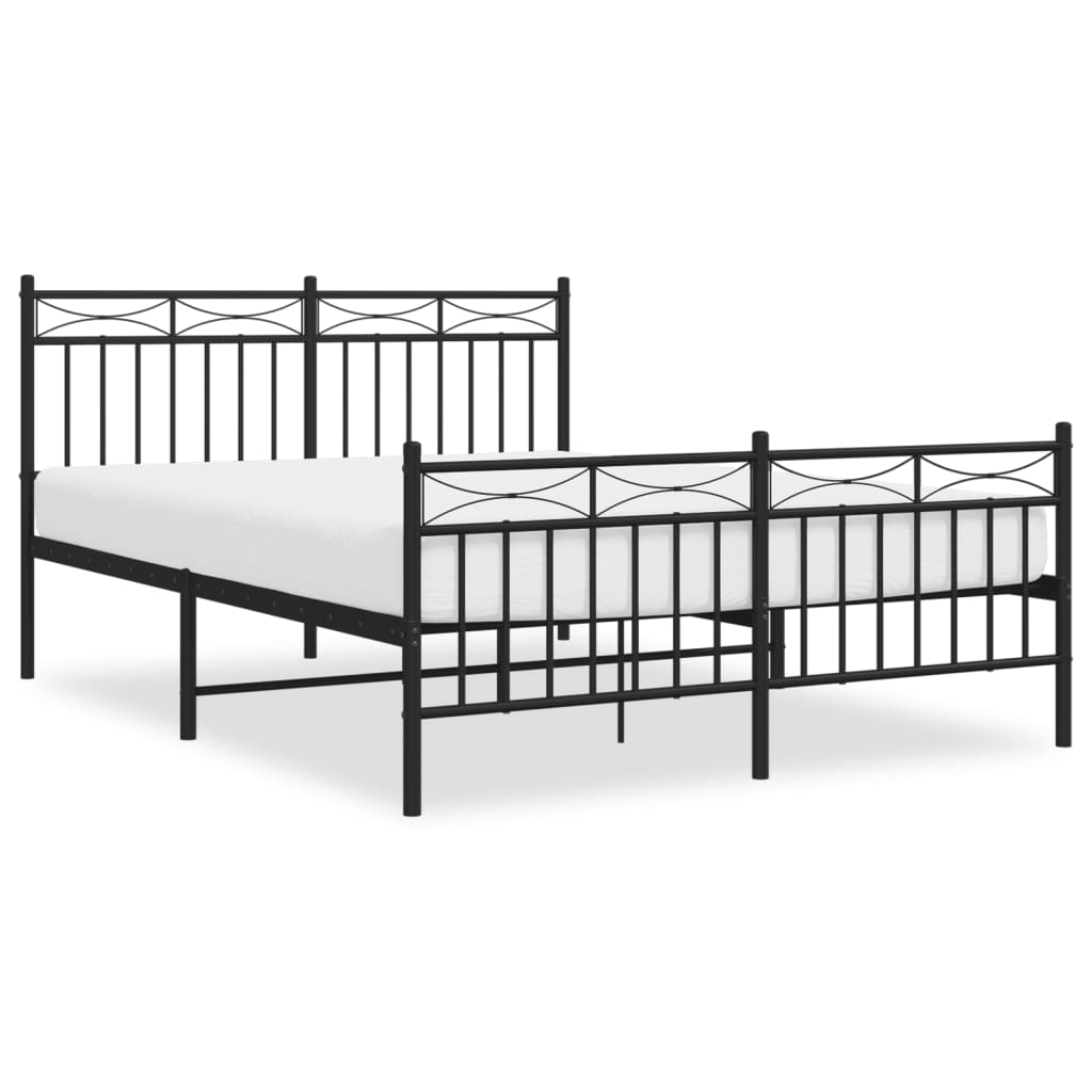 Sengeramme i metall med hode- og fotgavl svart 140x190 cm