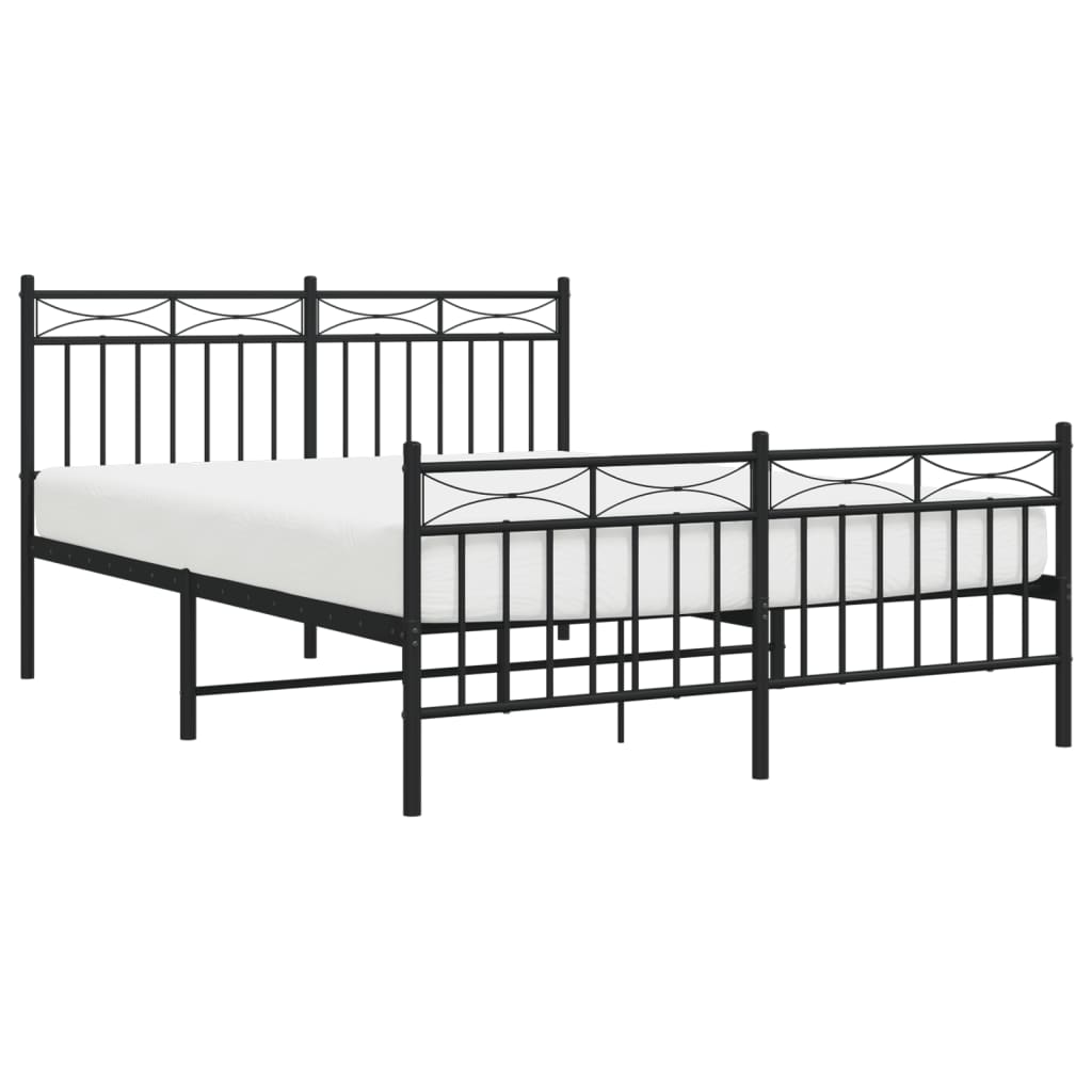 Sengeramme i metall med hode- og fotgavl svart 140x190 cm