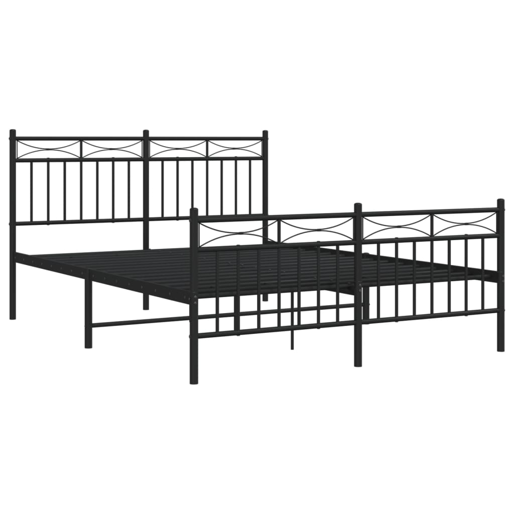 Sengeramme i metall med hode- og fotgavl svart 140x190 cm