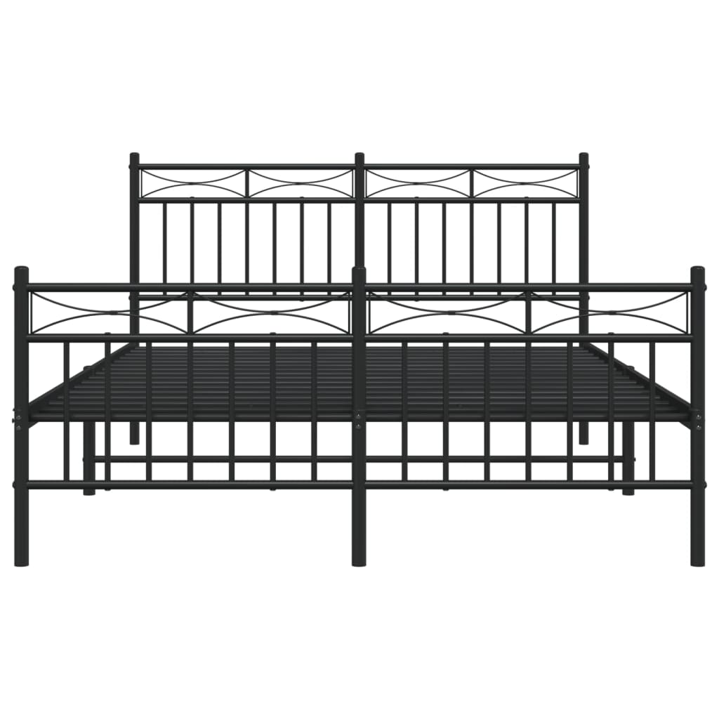 Sengeramme i metall med hode- og fotgavl svart 140x190 cm