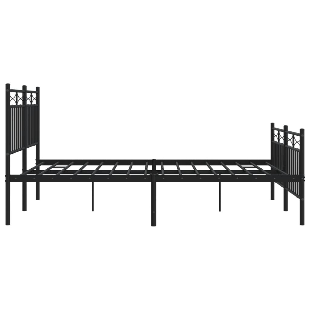 Sengeramme i metall med hode- og fotgavl svart 140x190 cm