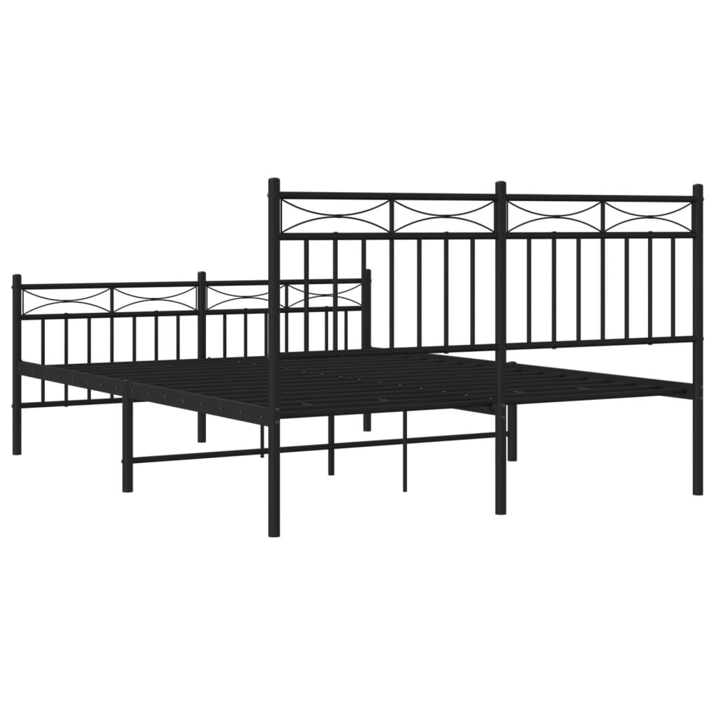 Sengeramme i metall med hode- og fotgavl svart 140x190 cm