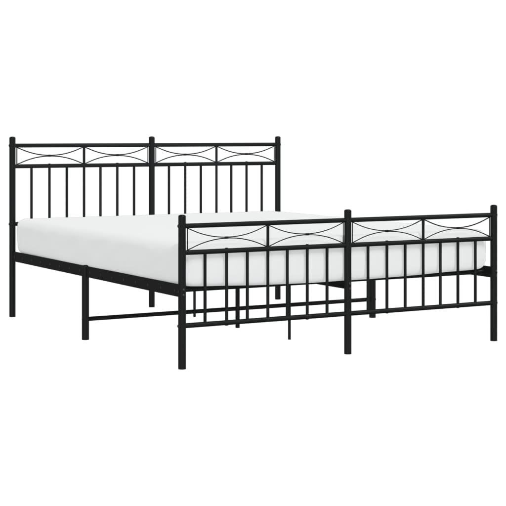 Sengeramme i metall uten madrass med fotgavl svart 160x200 cm