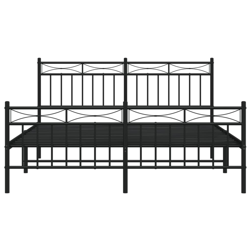 Sengeramme i metall uten madrass med fotgavl svart 160x200 cm