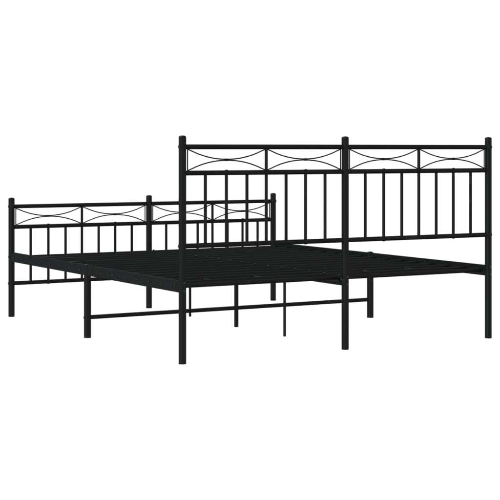 Sengeramme i metall uten madrass med fotgavl svart 160x200 cm