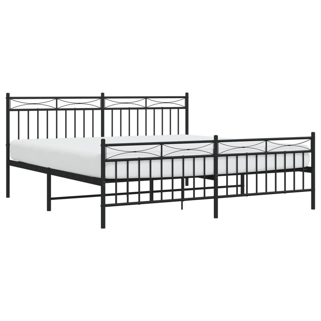 Sengeramme i metall uten madrass med fotgavl svart 180x200 cm