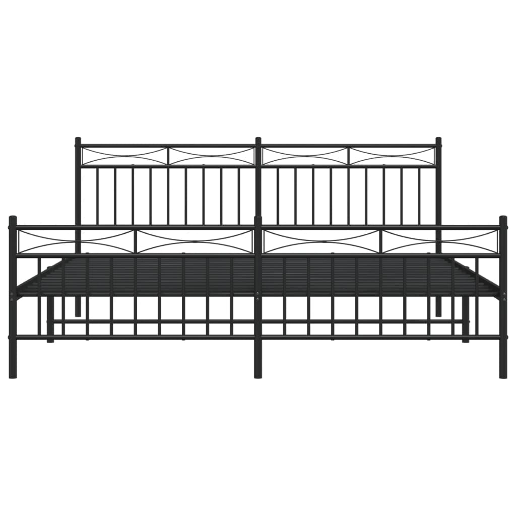 Sengeramme i metall uten madrass med fotgavl svart 180x200 cm