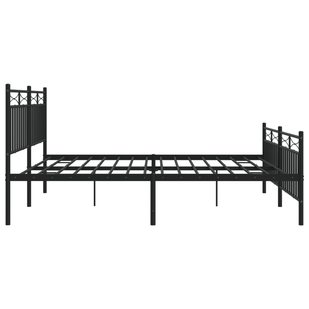 Sengeramme i metall uten madrass med fotgavl svart 180x200 cm
