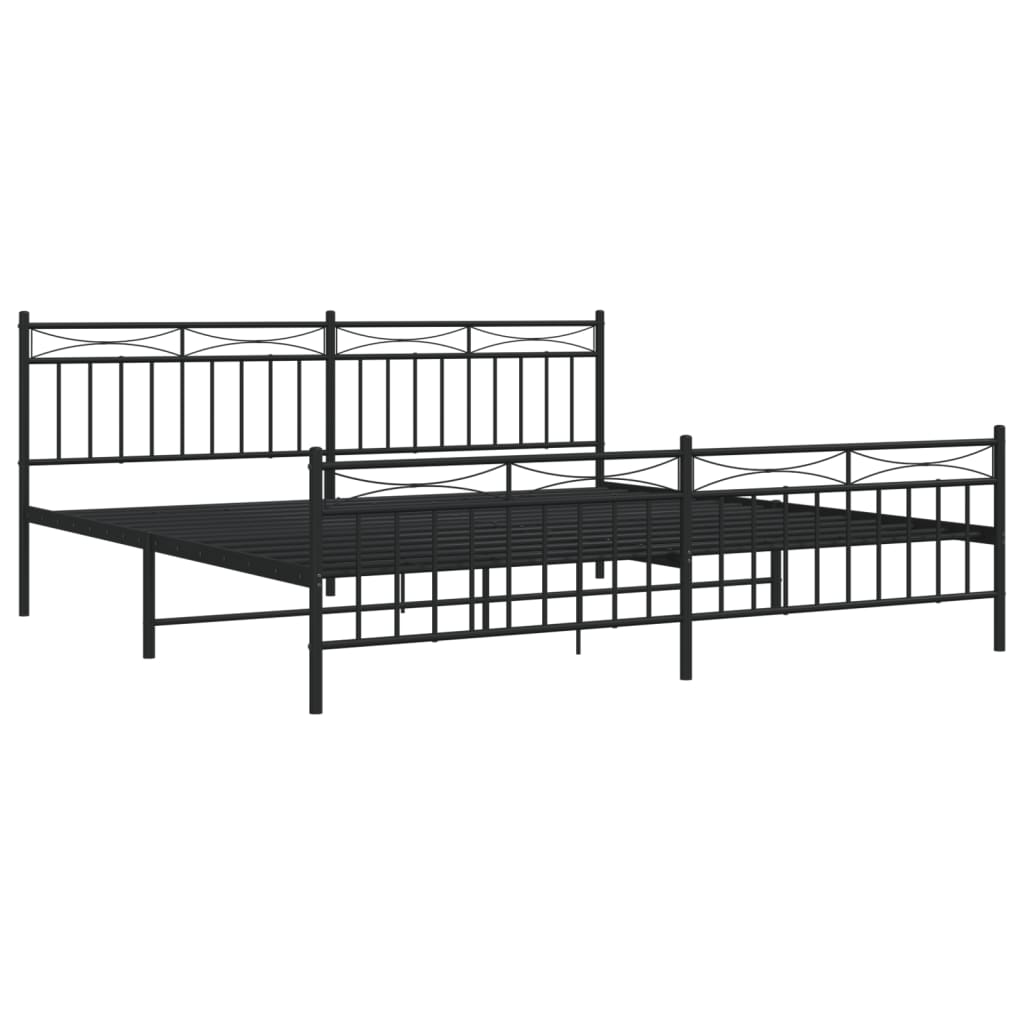 Sengeramme i metall med hode- og fotgavl svart 193x203 cm