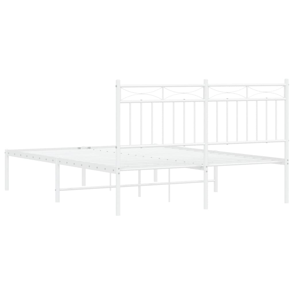 Sengeramme i metall med hodegavl hvit 140x190 cm