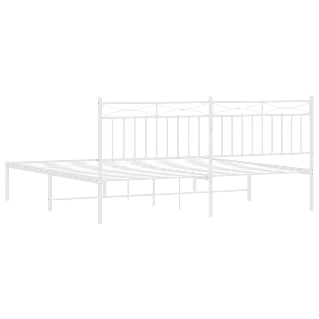 Sengeramme i metall med hodegavl hvit 183x213 cm